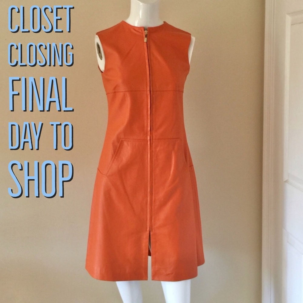 Raoul Orange Leather Sleeveless Dress Sz 2